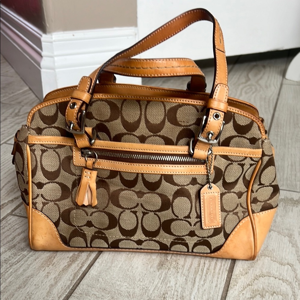 Coach Signature Brown and Tan Satchel